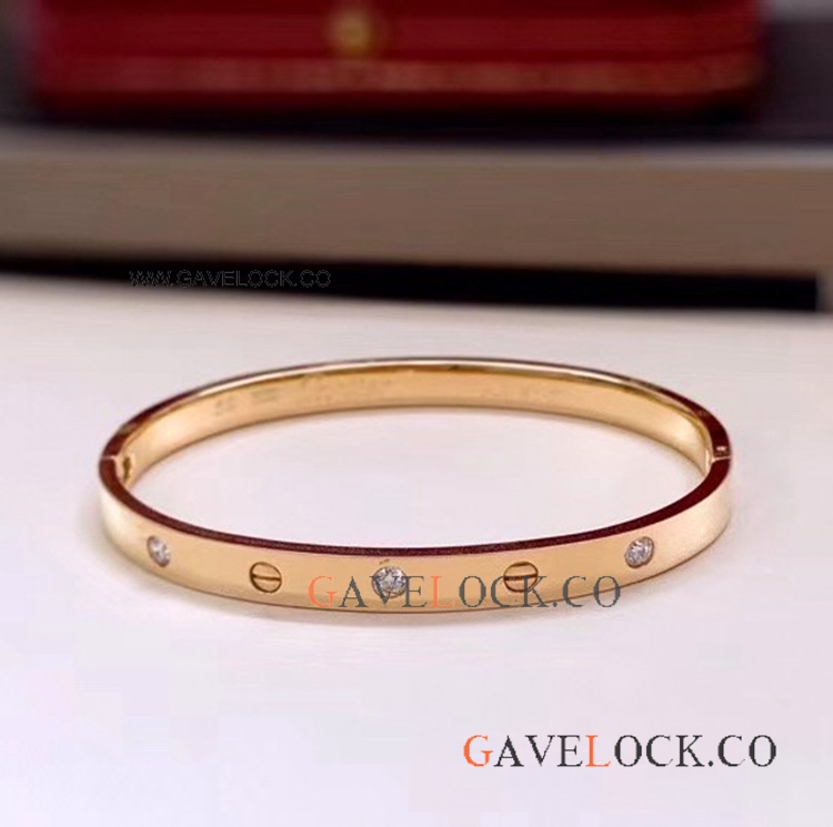 Classic Style Cartier Bracelet Rose Gold with 6 Diamond - Easy Lock